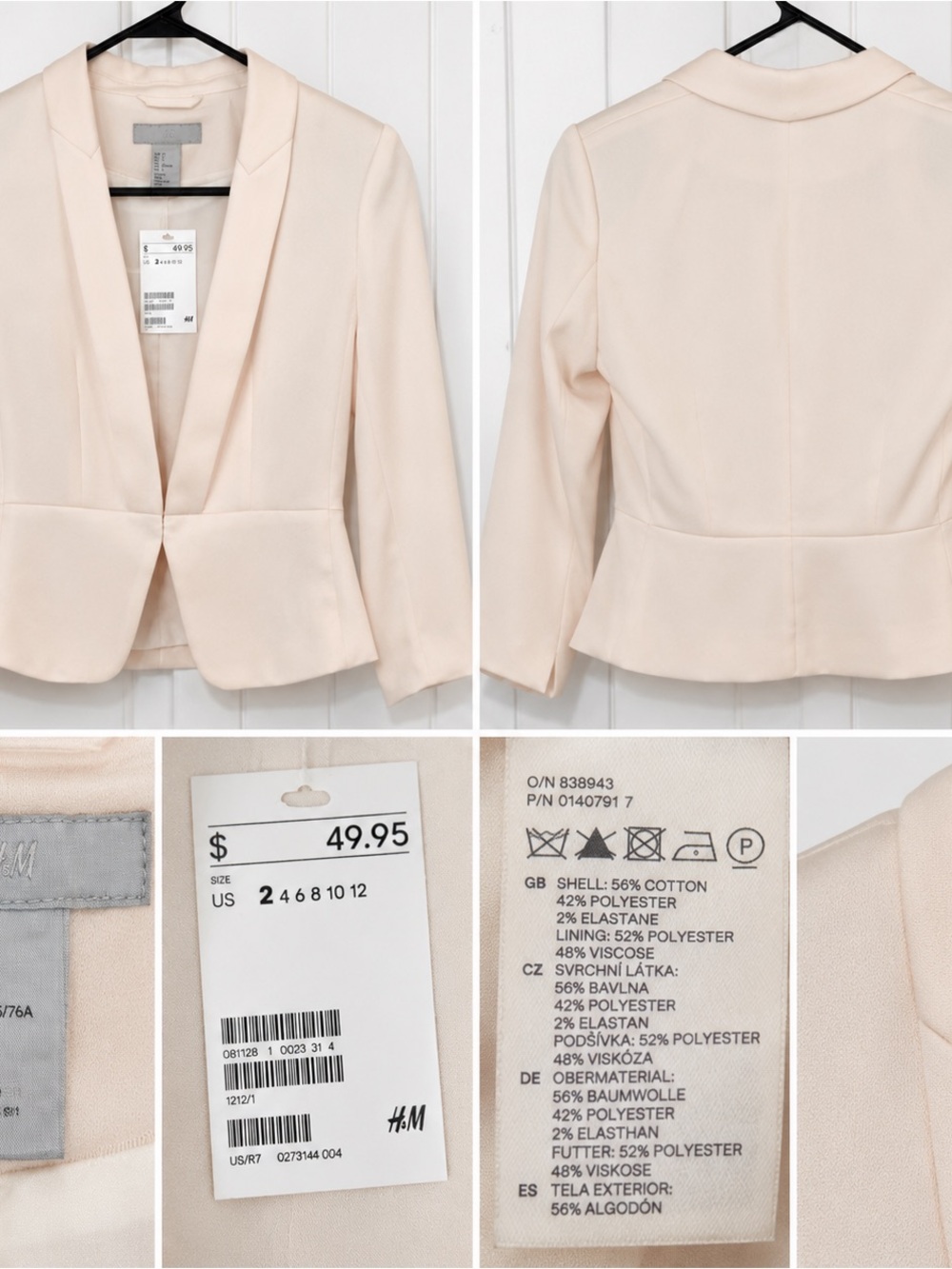 NWT cream Tailored Blazer Size 2